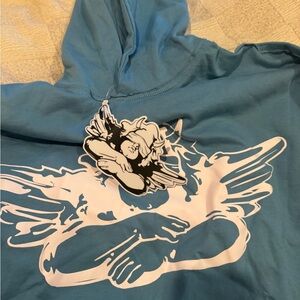 Blue Hoodie with Angel Graphic